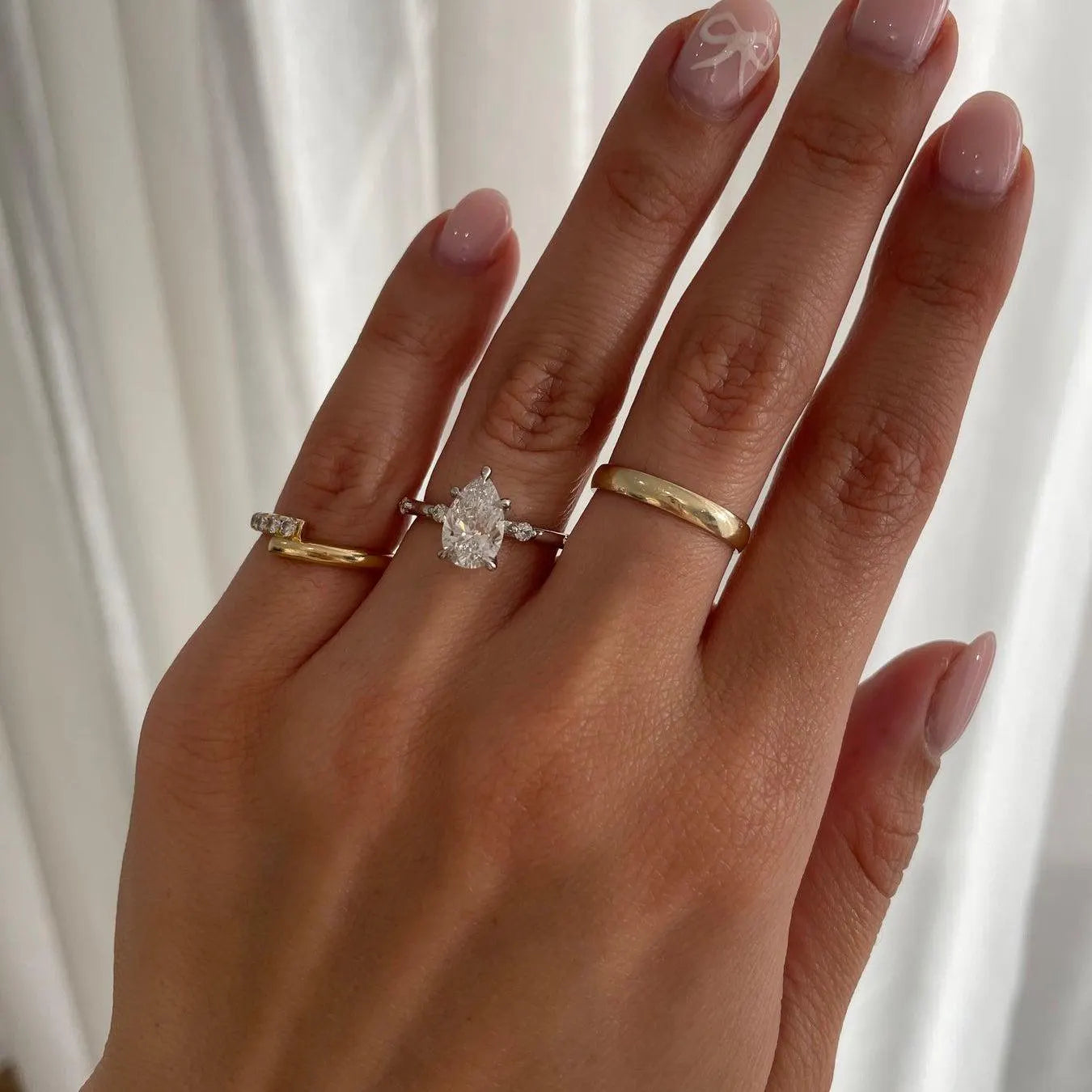 2.80tcw Pear Lab Grown Diamond Side Stone Engagement Ring | 2.50ct Center | IGI Certified