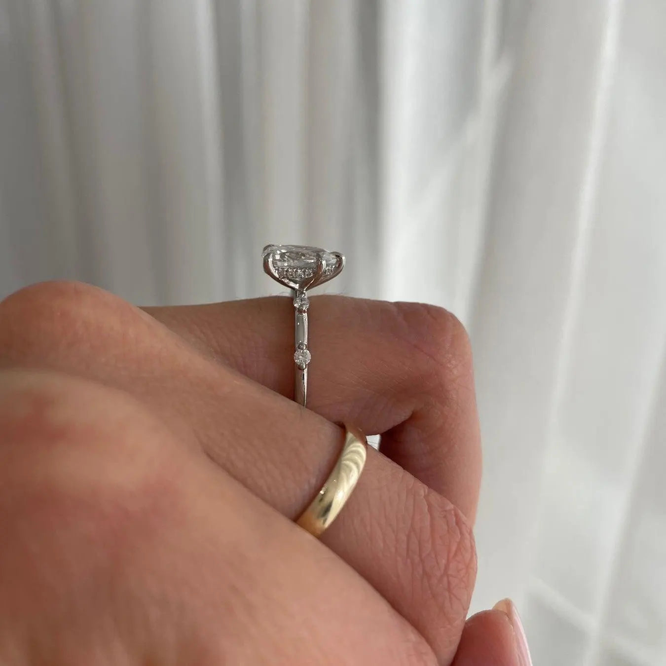 2.80tcw Pear Lab Grown Diamond Side Stone Engagement Ring | 2.50ct Center | IGI Certified