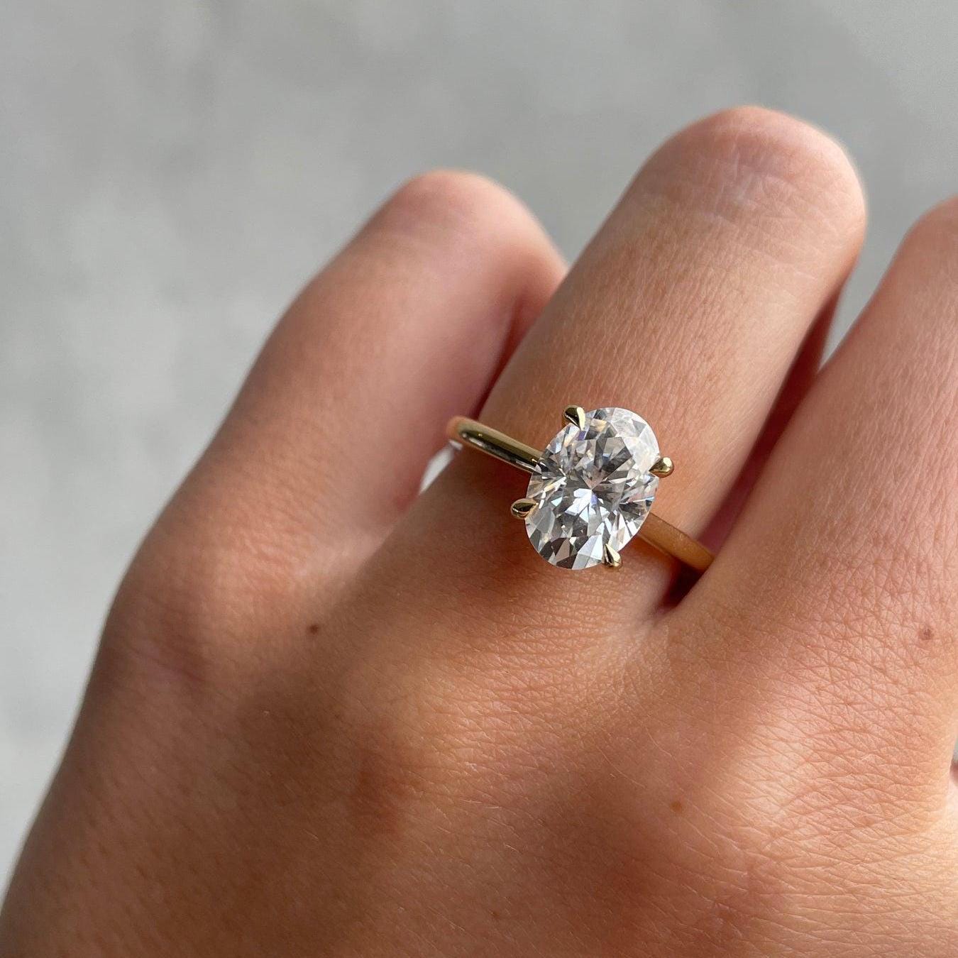 2.00tcw Oval Lab Grown Diamond Engagement Ring | 4 Claw Cathedral | IGI Certified