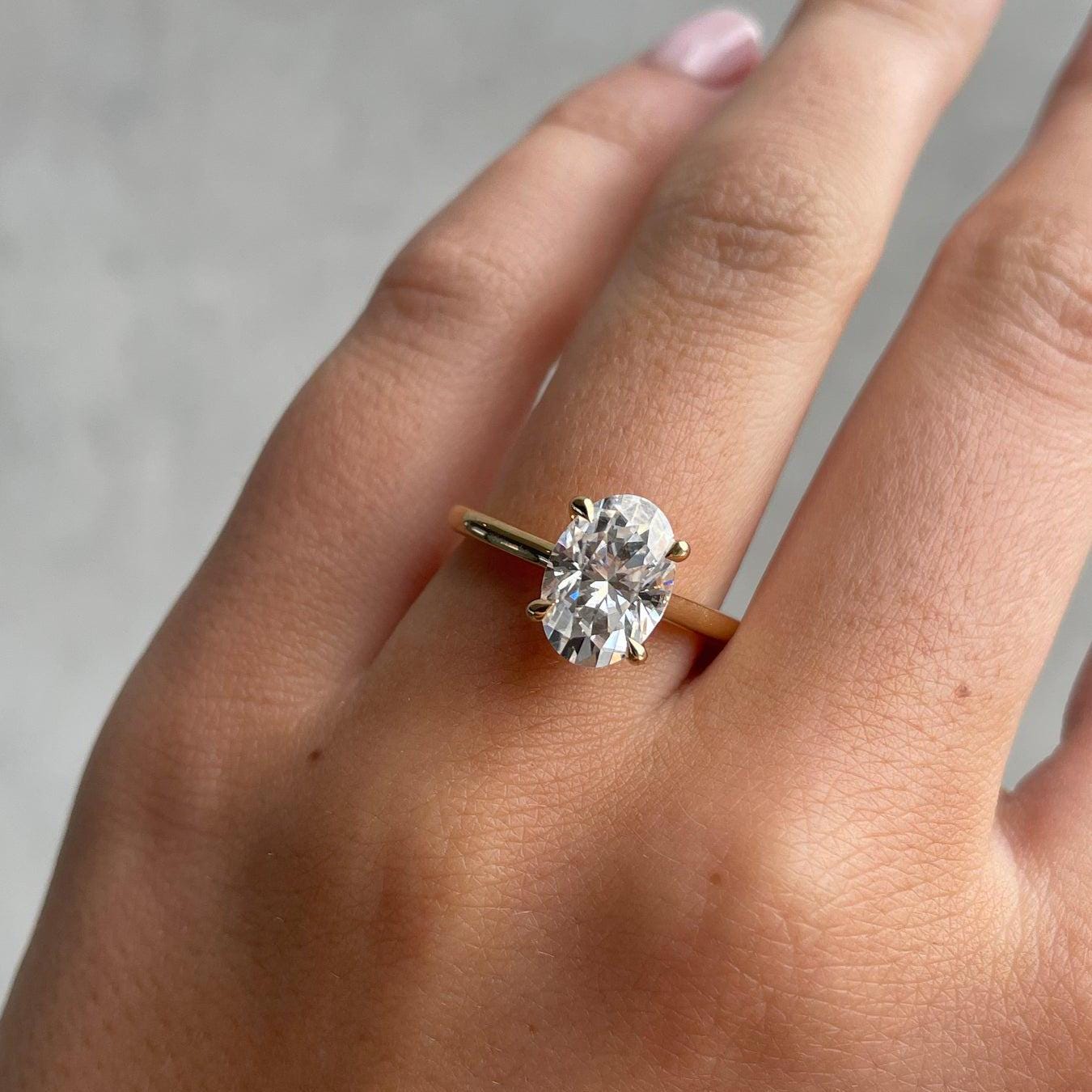 2.00tcw Oval Lab Grown Diamond Engagement Ring | 4 Claw Cathedral | IGI Certified