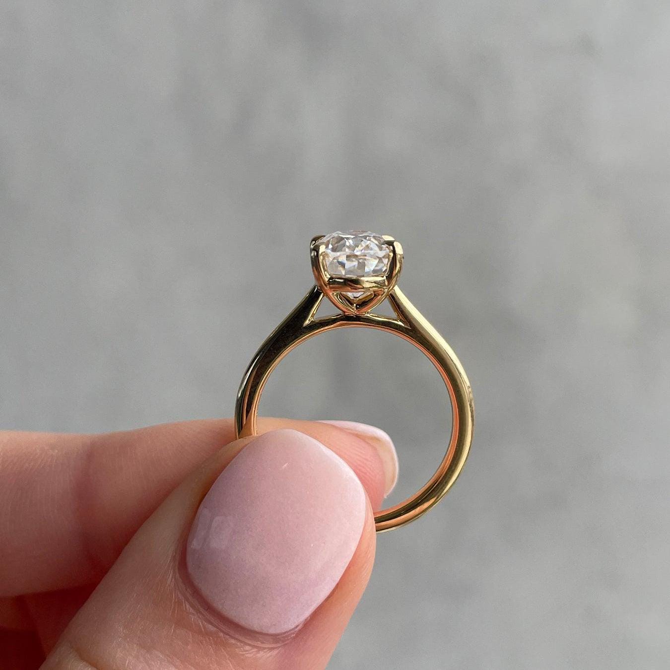 2.00tcw Oval Lab Grown Diamond Engagement Ring | 4 Claw Cathedral | IGI Certified