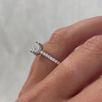 1.40ct Princess Lab Diamond Ring | Hidden Halo & Pave Band | IGI Certified | White Gold