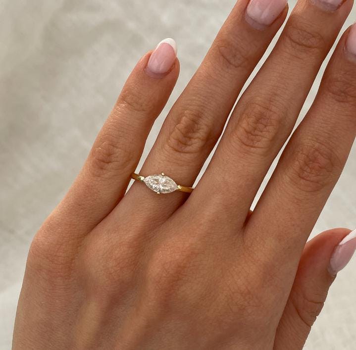 1.50ct Marquise Lab Grown Diamond East-West Engagement Ring | IGI Certified | Solitaire