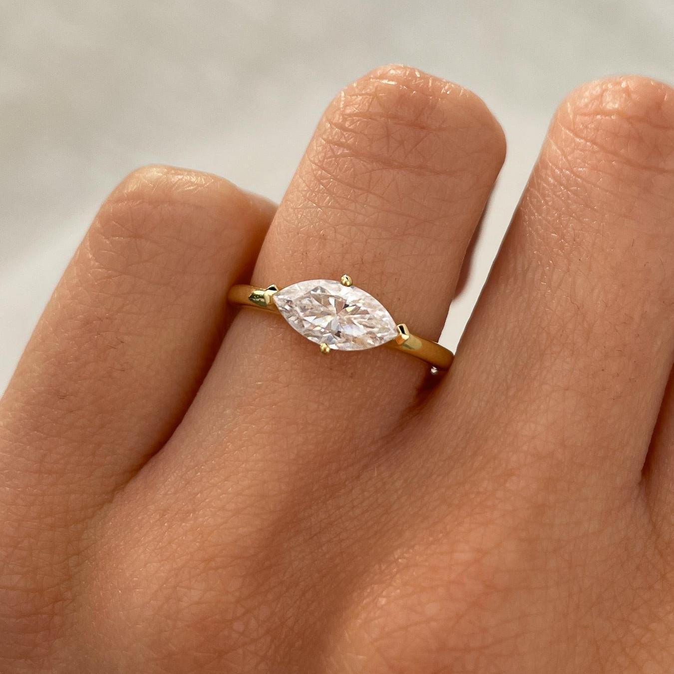 1.50ct Marquise Lab Grown Diamond East-West Engagement Ring | IGI Certified | Solitaire