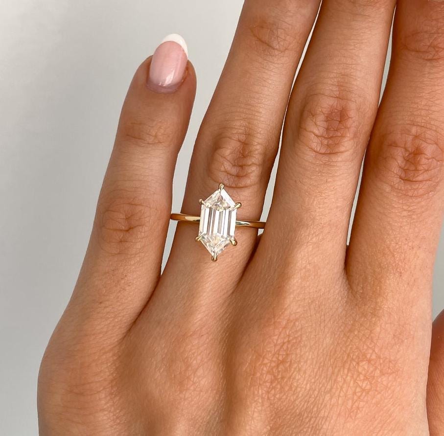 2.60tcw Hexagon Lab Diamond Engagement Ring | Hidden Halo | IGI Certified | DEF VVS | Custom Gold