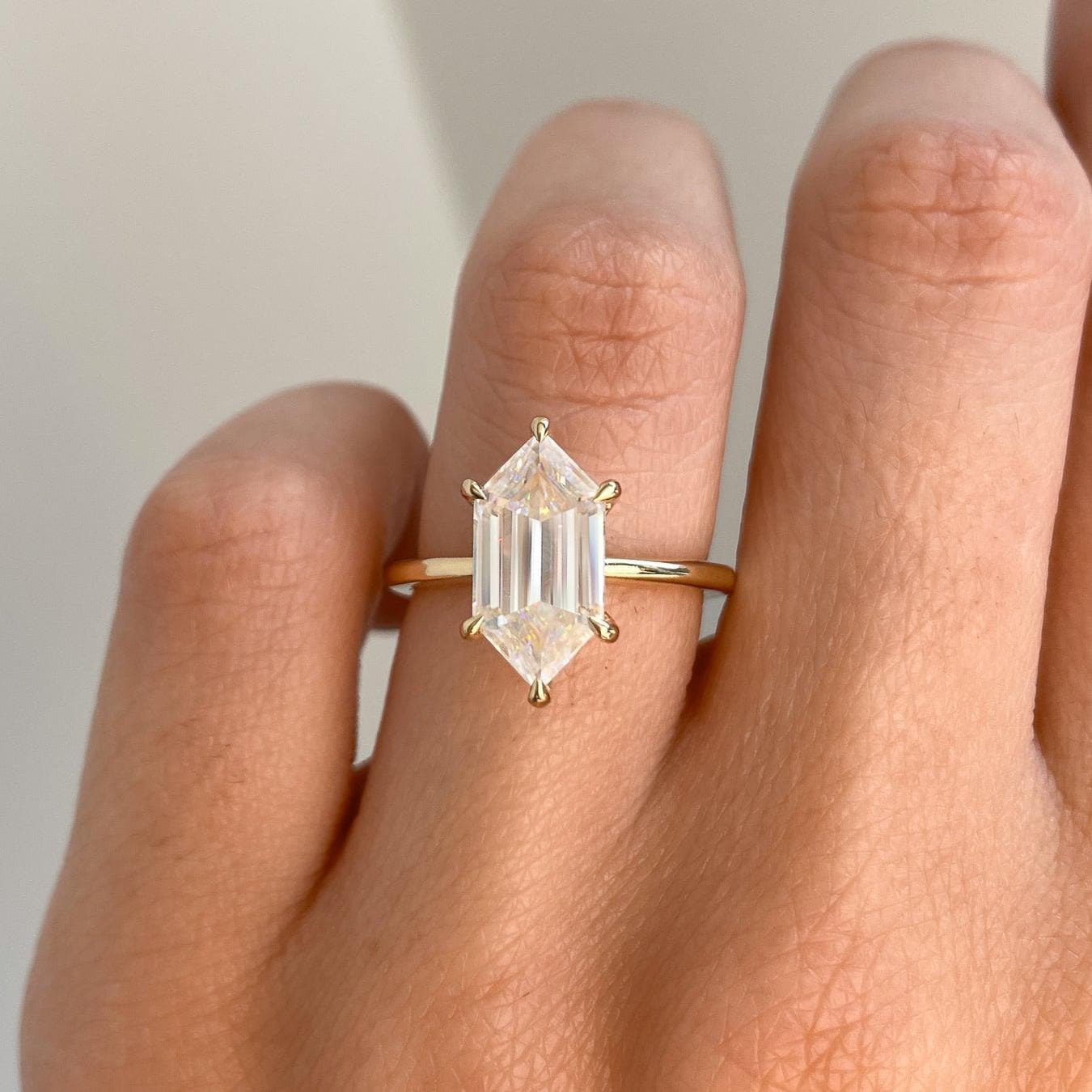 2.60tcw Hexagon Lab Diamond Engagement Ring | Hidden Halo | IGI Certified | DEF VVS | Custom Gold