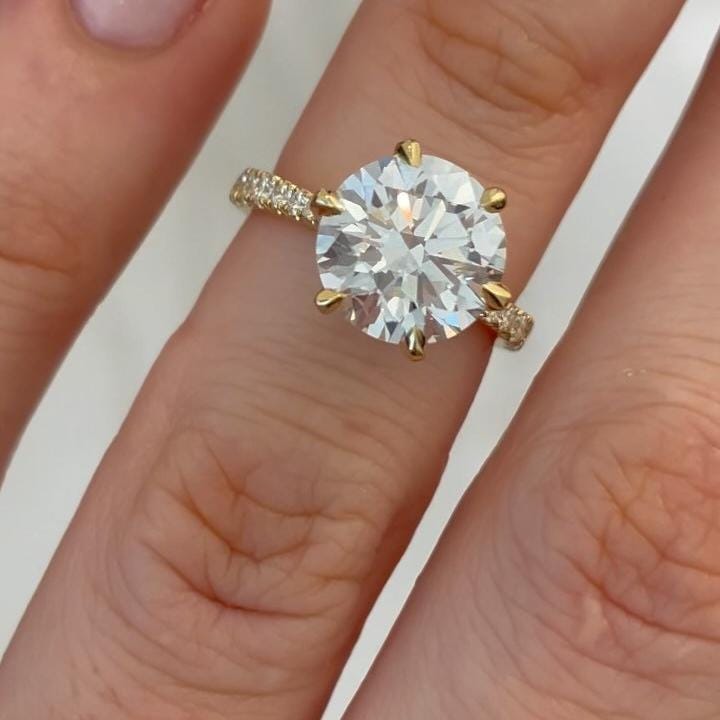 2.20tcw Lab Grown Diamond Cathedral Pavé Engagement Ring | Round Center | IGI Certified