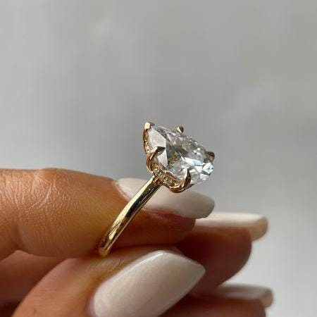 2.30tcw Pear Lab Grown Diamond Hidden Halo Engagement Ring | IGI Certified | Yellow Gold