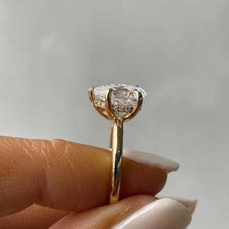 2.30tcw Pear Lab Grown Diamond Hidden Halo Engagement Ring | IGI Certified | Yellow Gold