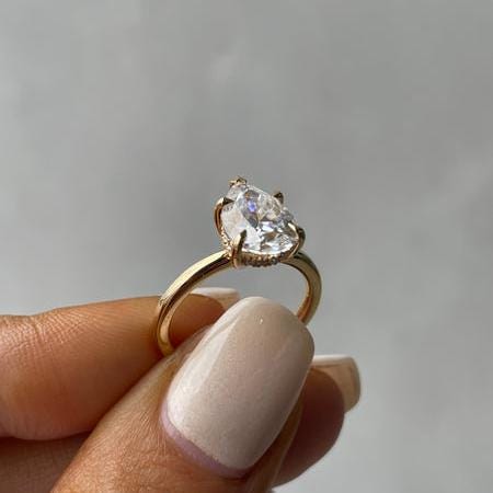2.30tcw Pear Lab Grown Diamond Hidden Halo Engagement Ring | IGI Certified | Yellow Gold