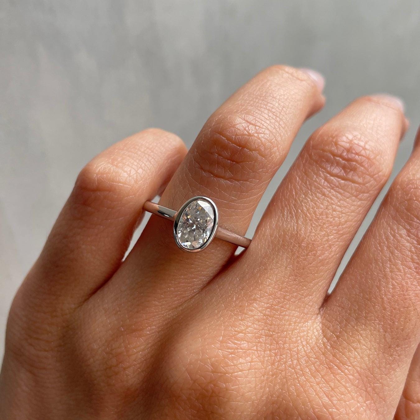 Elegant 2.00ct Oval Lab Diamond Cathedral Bezel Ring | D-E-F VVS–VS Clarity | IGI Certified