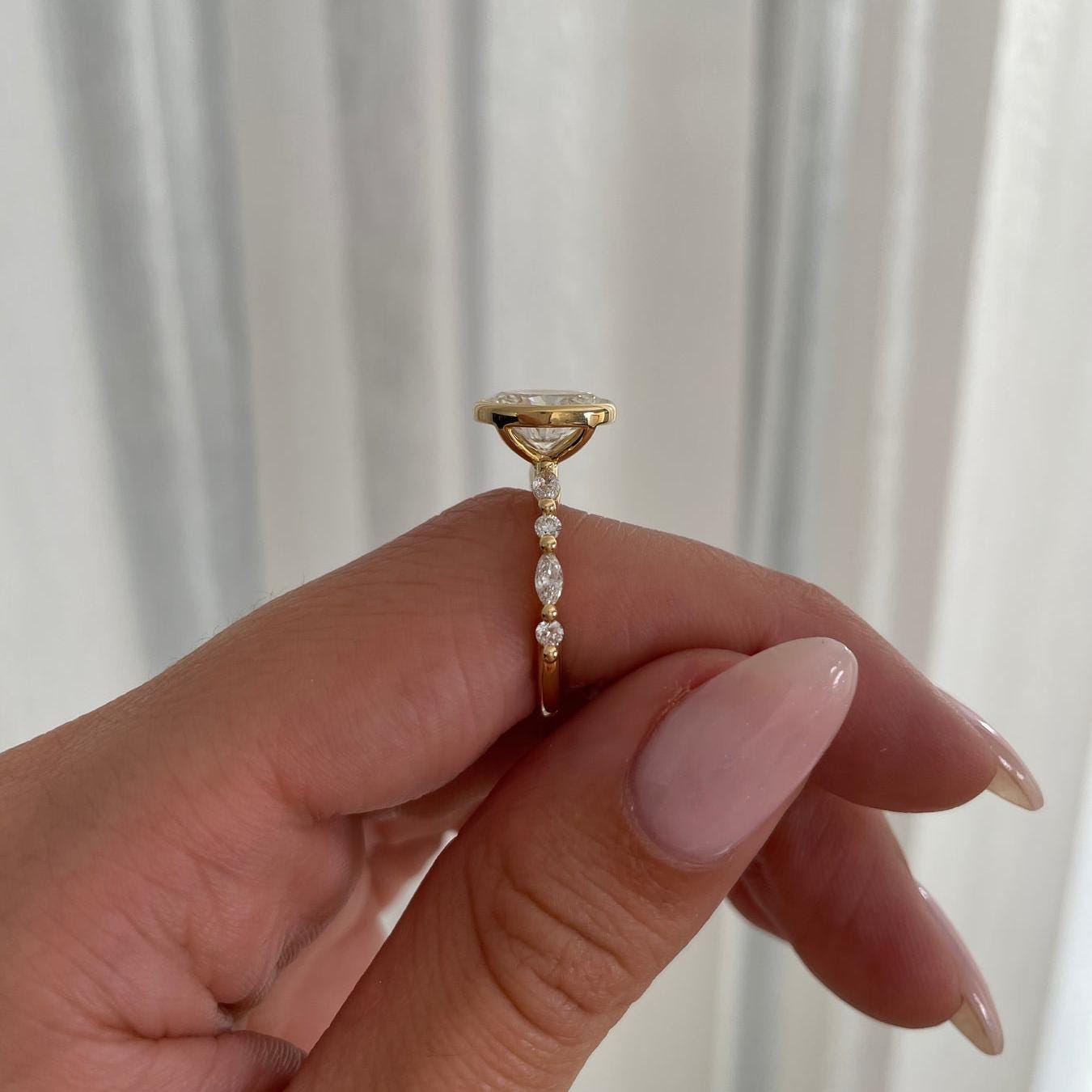 3.40tcw Oval Lab Diamond Bezel Engagement Ring | IGI Certified | D-E-F VVS–VS | Custom Gold Options