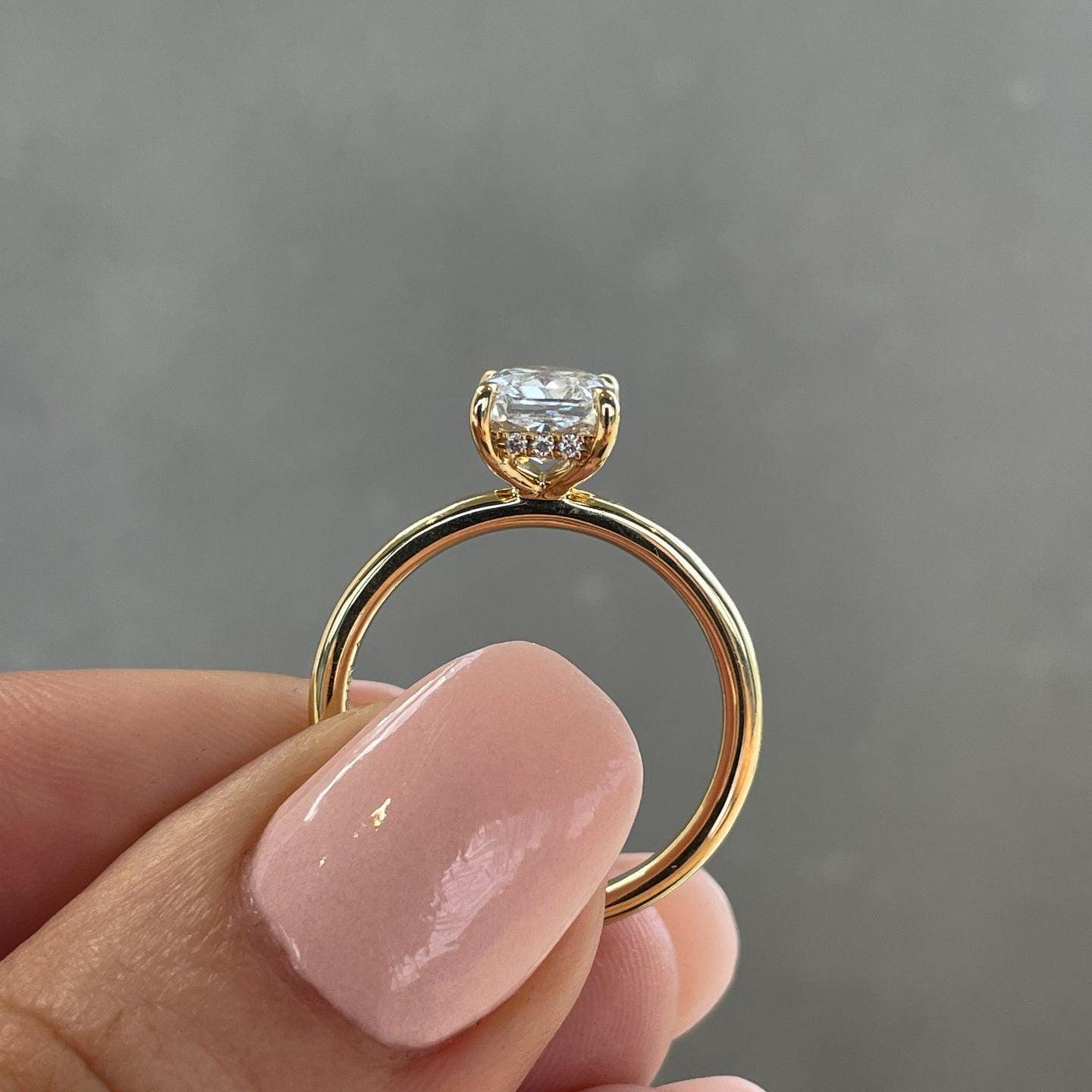 1.60tcw Pear Lab Grown Diamond Wave Band Engagement Ring | IGI Certified | Yellow Gold