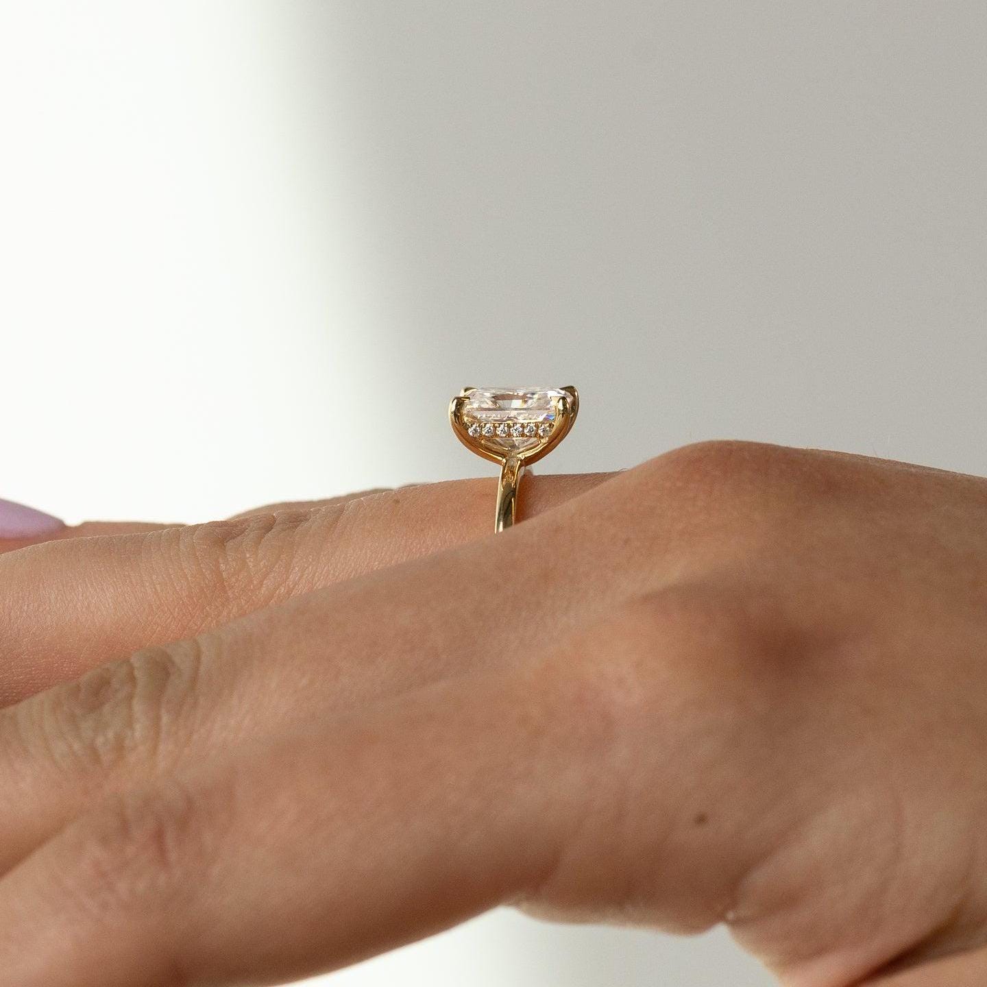 1.60tcw Pear Lab Grown Diamond Wave Band Engagement Ring | IGI Certified | Yellow Gold