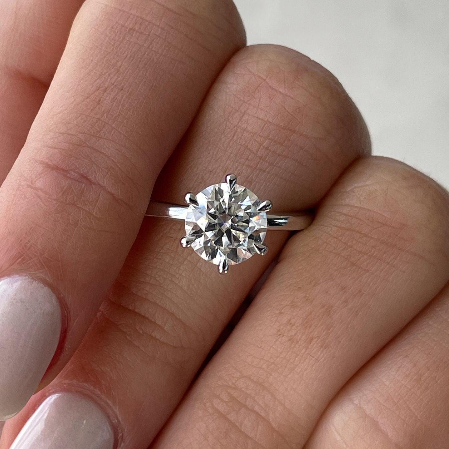 3.10tcw Round Lab Grown Diamond Hidden Halo Engagement Ring | IGI Certified | Custom Gold & Platinum