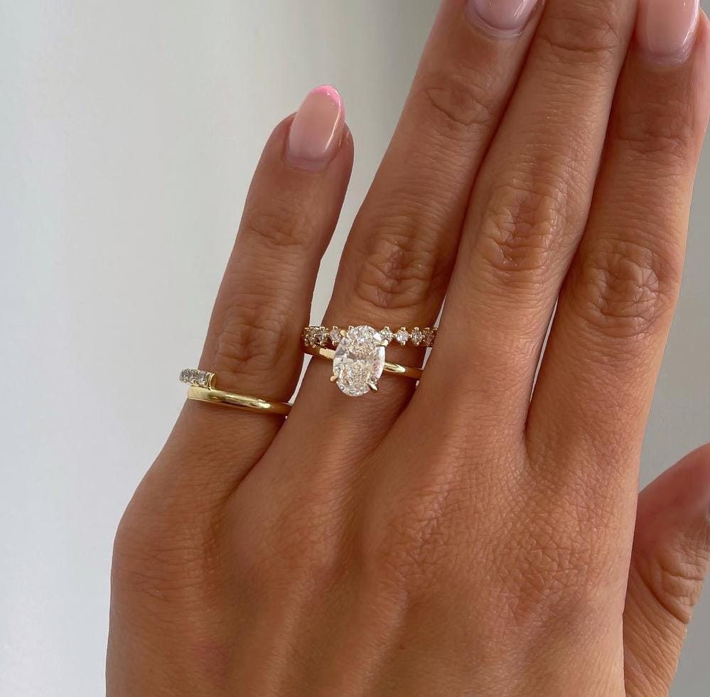 2.80tcw Oval Lab Grown Diamond Engagement Ring | Double Band Solitaire | IGI Certified