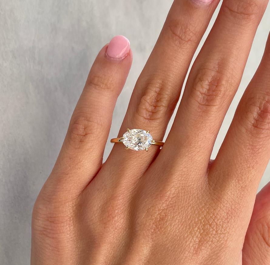 2.50ct Oval Lab Grown Diamond East-West Engagement Ring | Solitaire | IGI Certified