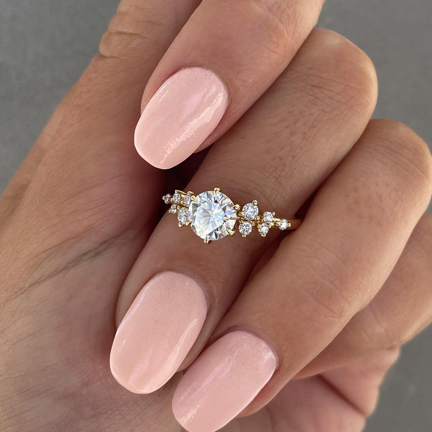 2.20tcw Round Lab Diamond Floral Engagement Ring | IGI Certified | 14k/18k Yellow Gold