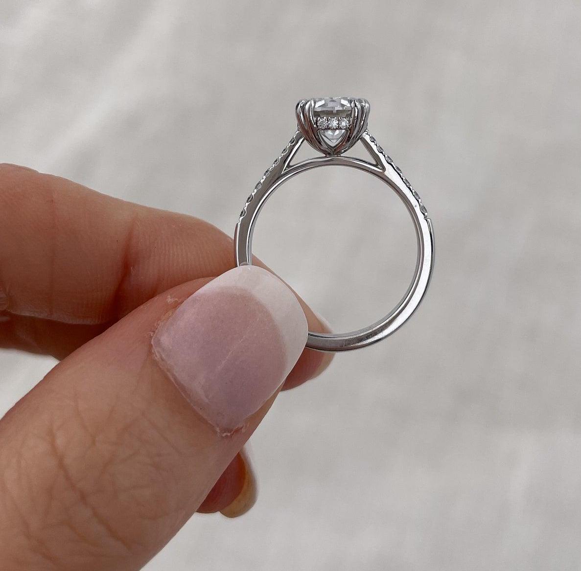 Round 2.5tcw Lab Grown Diamond Pave Anniversary gift Engagement ring, EF Color, VS Clarity