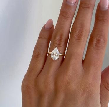 4.50ct Pear Lab Grown Diamond Solitaire Engagement Ring | IGI Certified | Yellow Gold