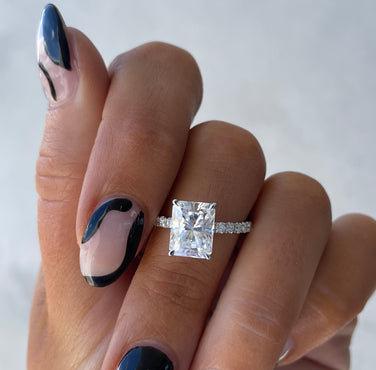 Radiant 3.50tcw Lab Diamond Ring | Pavé Solitaire Setting | IGI Certified | Custom Gold Options