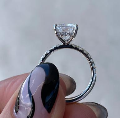 Radiant 3.50tcw Lab Diamond Ring | Pavé Solitaire Setting | IGI Certified | Custom Gold Options