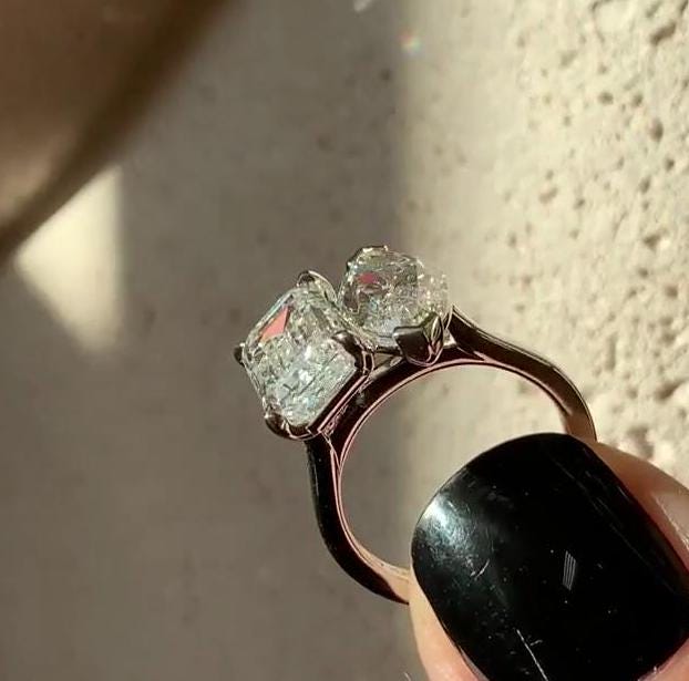 5.00tcw Marquise & Emerald Toi Et Moi Lab Diamond Ring | IGI Certified | 10K–18K Gold | AntiqueCut