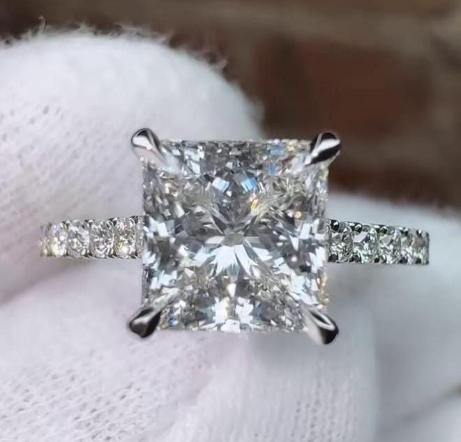 Princess 2.20tcw Lab Diamond Ring | Hidden Halo & Side Stones | IGI Certified | White Gold