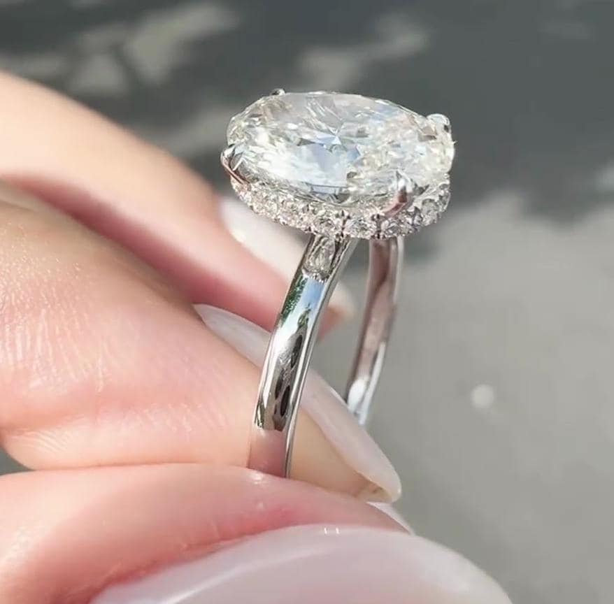 2.20tcw Oval Lab Diamond Engagement Ring | Hidden Halo Setting | IGI Certified | Custom Gold