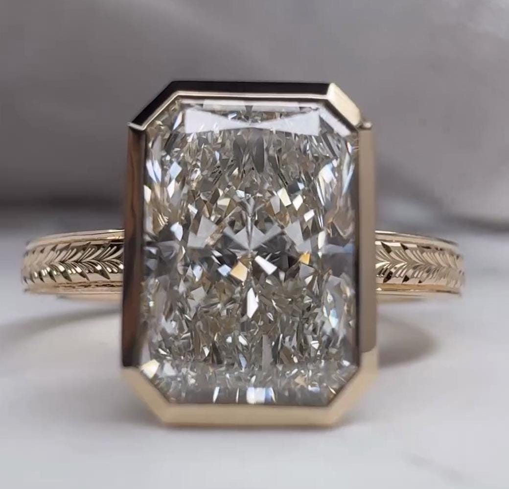 2.10tcw Radiant Lab Diamond Bezel Ring | IGI Certified | Minimalist Engagement Ring