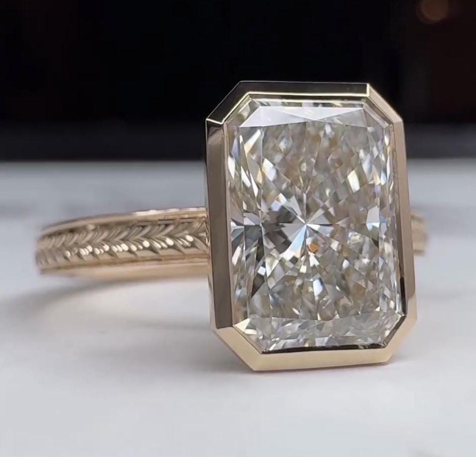 2.10tcw Radiant Lab Diamond Bezel Ring | IGI Certified | Minimalist Engagement Ring