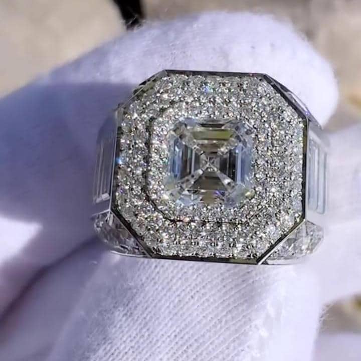 Asscher Cut Men's Engagement Ring 9.50tcw | Lab Grown Diamonds | IGI Certified | Luxury Custom Ring