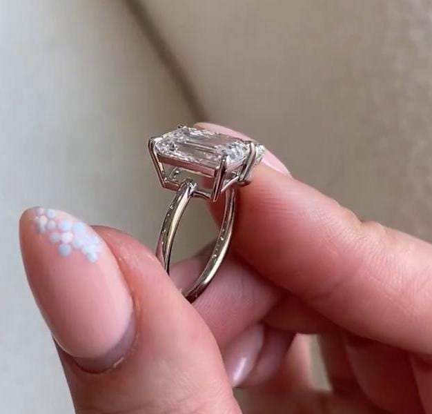 Emerald & Pear 5.00tcw Lab Grown Diamond Toi Et Moi Ring | IGI Certified | 14K 18K White Gold | DEF Color ,VVS  Clarity