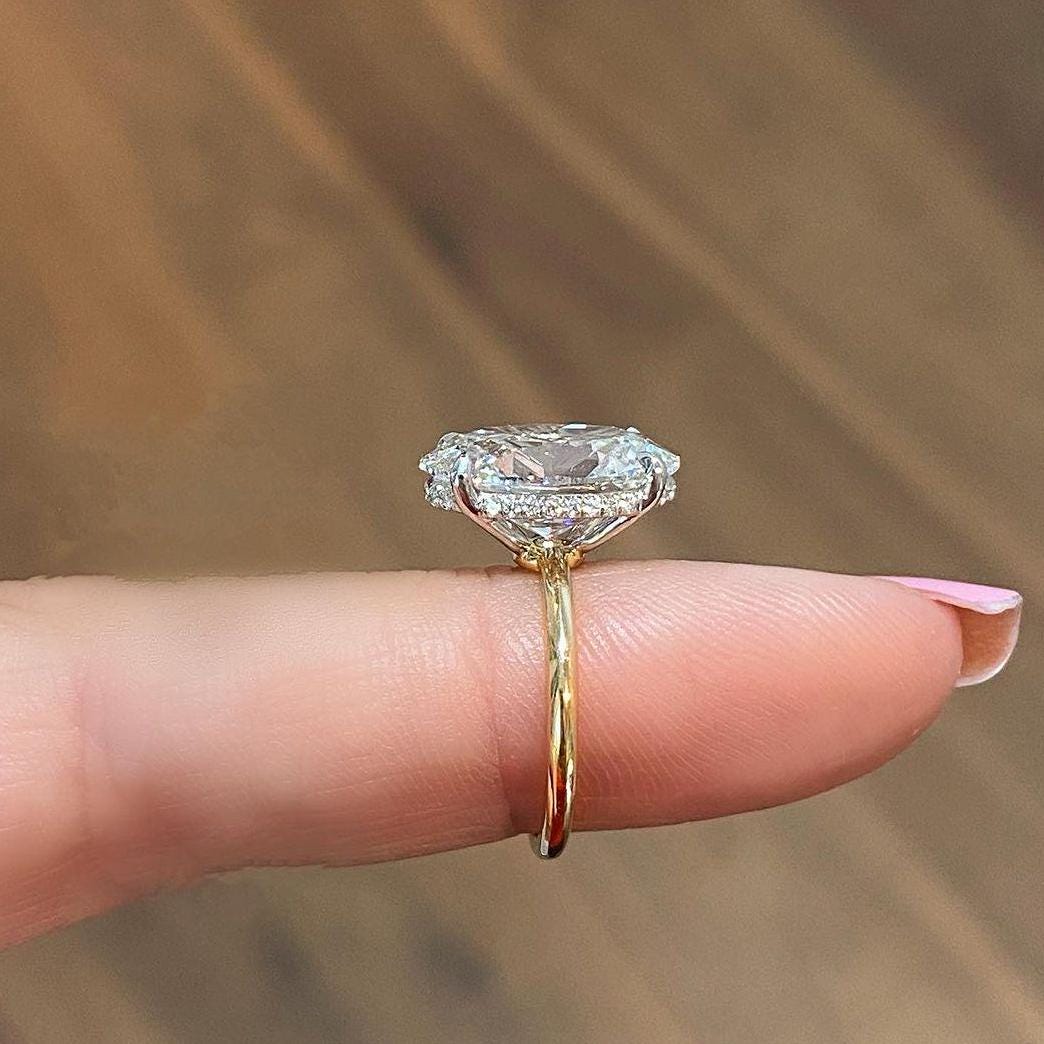 4.10tcw Oval Lab Grown Diamond Engagement Ring | 4.00ct Center | Hidden Halo | IGI Certified