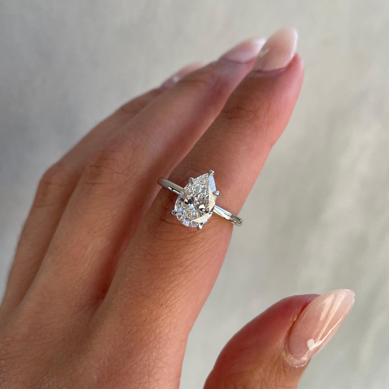 2.50ct Pear Lab Grown Diamond Solitaire Engagement Ring | IGI Certified | Ethical & Elegant