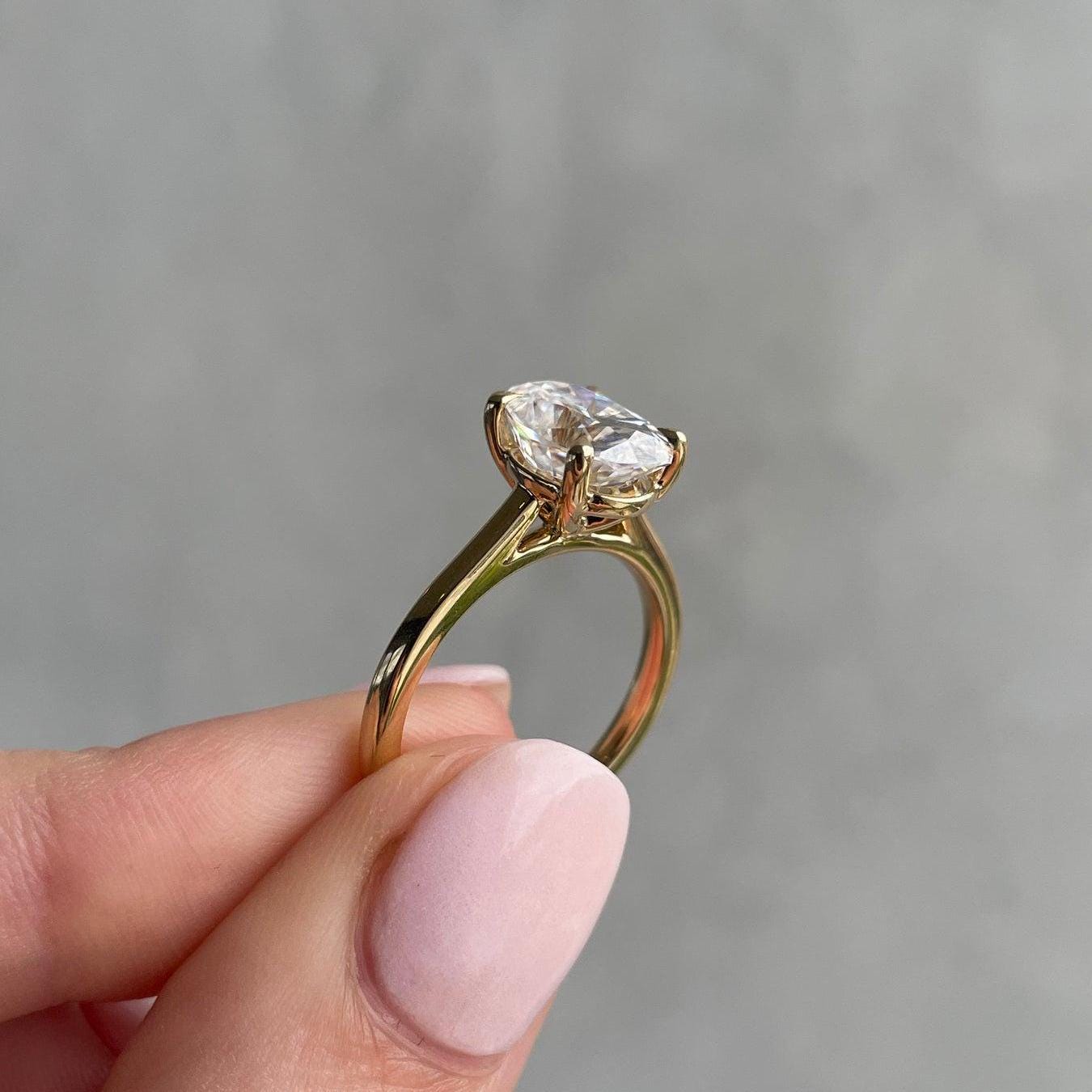 2.00tcw Oval Lab Grown Diamond Engagement Ring | 4 Claw Cathedral | IGI Certified