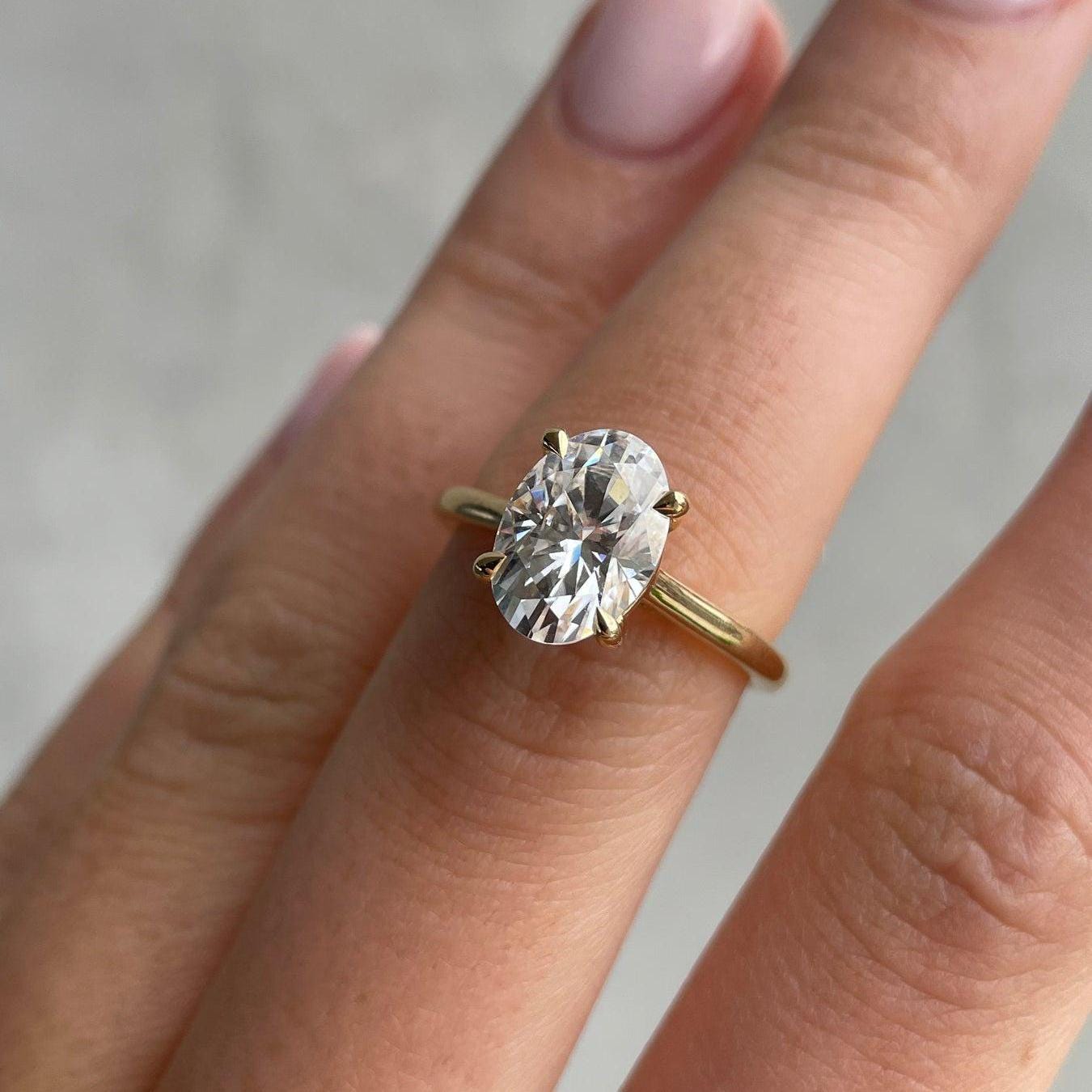 2.00tcw Oval Lab Grown Diamond Engagement Ring | 4 Claw Cathedral | IGI Certified