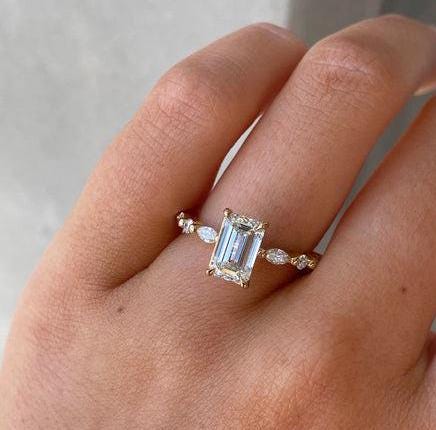 Emerald 1.30tcw Lab Diamond Solitaire Accent Engagement Ring | IGI Certified | Minimalist Style