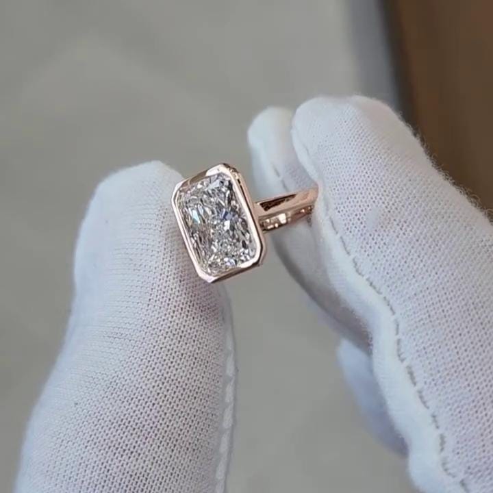 Radiant 3.00ct Lab Diamond Bezel Engagement Ring | IGI Certified | White Gold