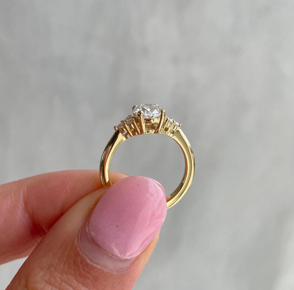 1.40tcw Oval Lab Diamond Engagement Ring | 1.00ct Center + Side Stones | IGI Certified