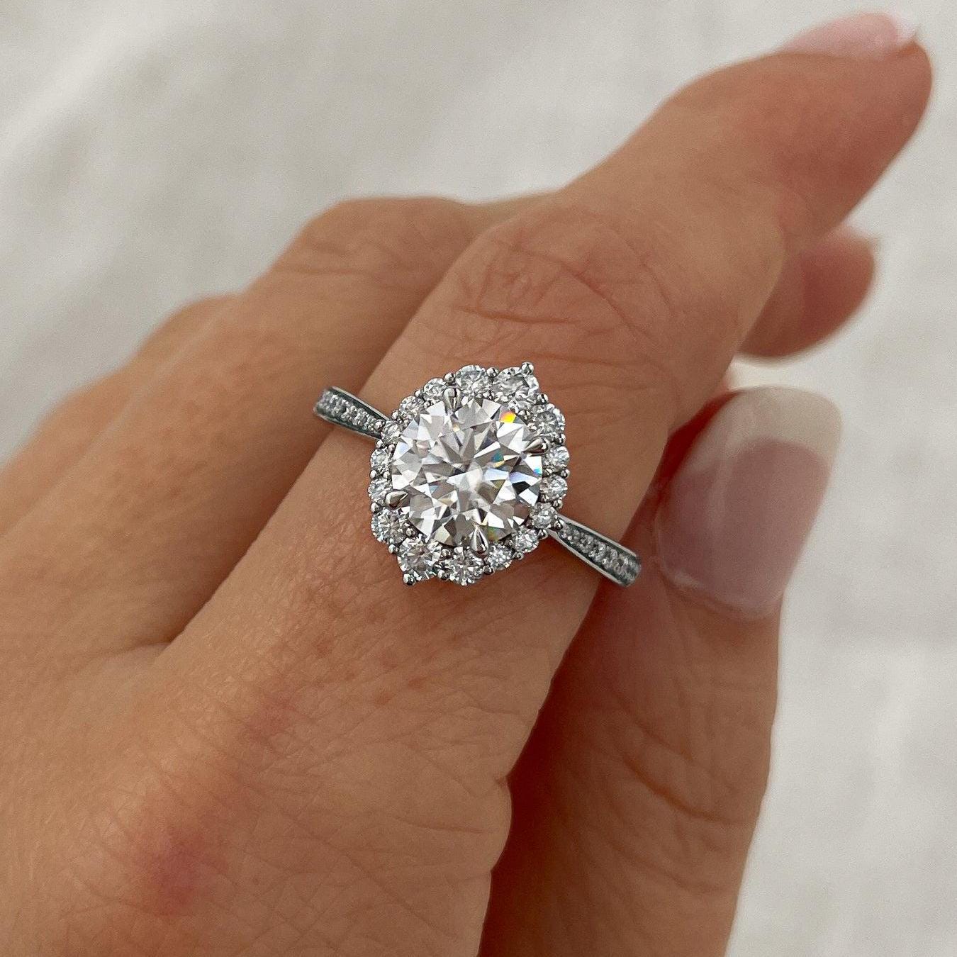 Round 2.70tcw Lab Diamond Vintage Halo Engagement Ring | IGI Certified | DEF VVS–VS