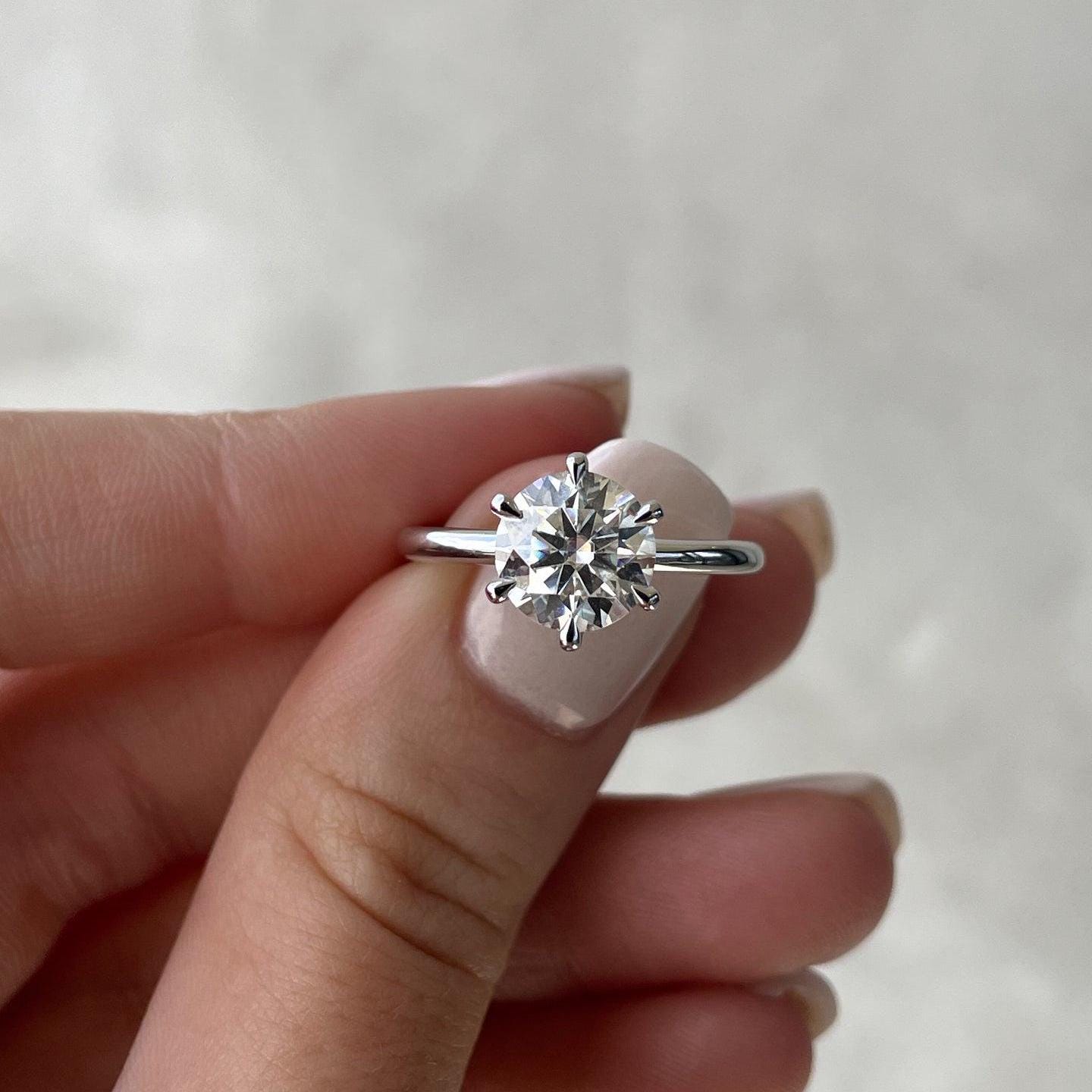 3.10tcw Round Lab Grown Diamond Hidden Halo Engagement Ring | IGI Certified | Custom Gold & Platinum