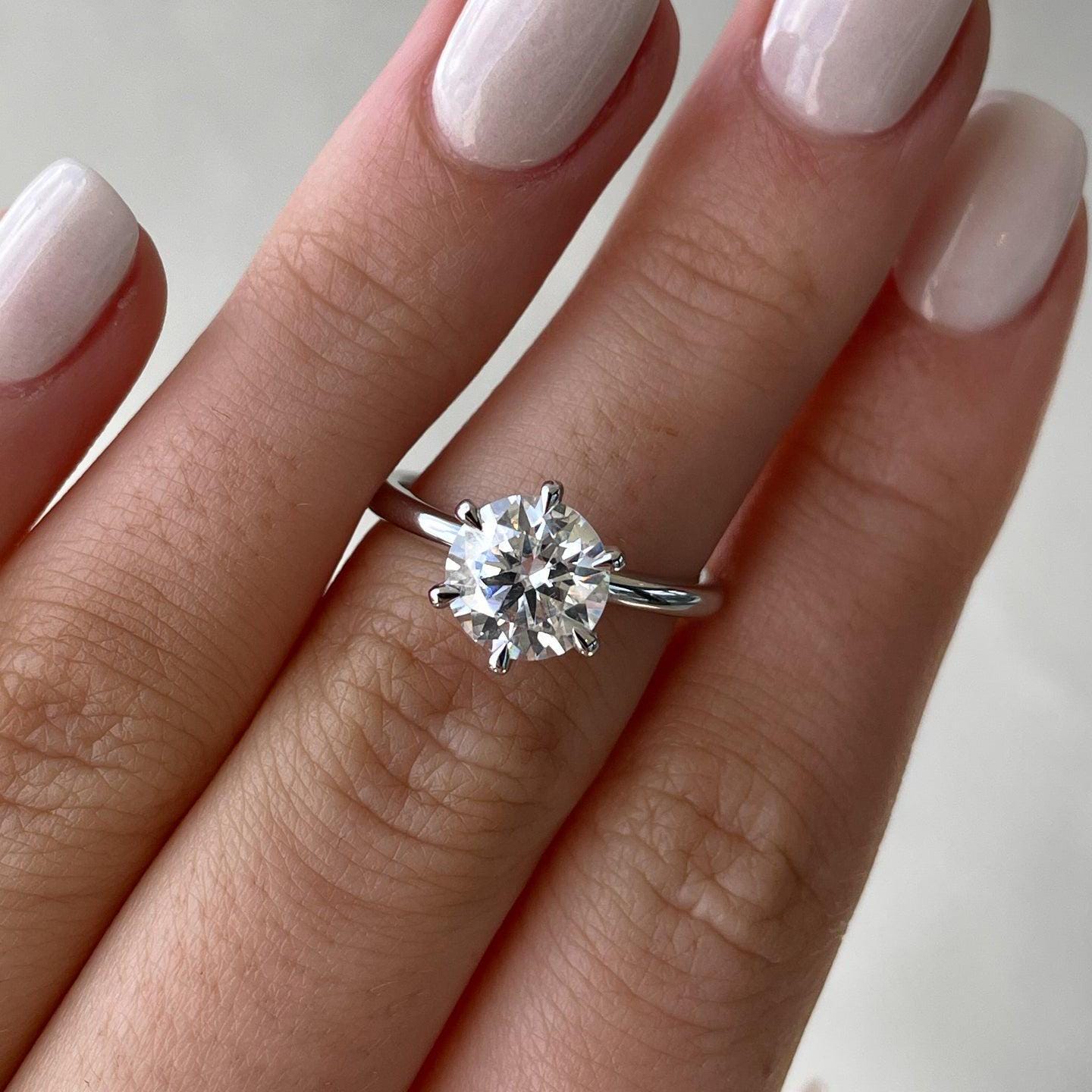 3.10tcw Round Lab Grown Diamond Hidden Halo Engagement Ring | IGI Certified | Custom Gold & Platinum