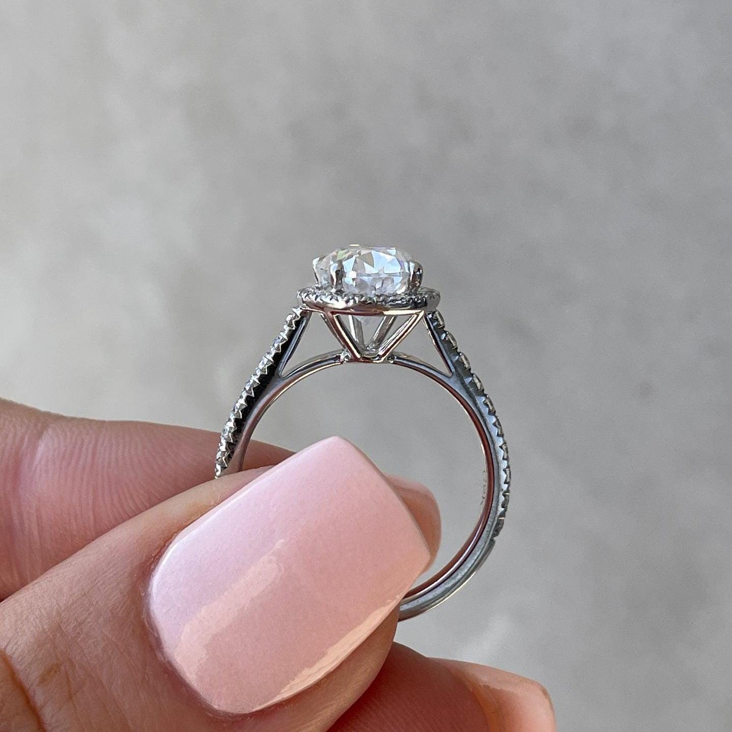 3.50tcw Pear Lab Grown Diamond Halo Engagement Ring | IGI Certified | DEF Color | VVS–VS Clarity