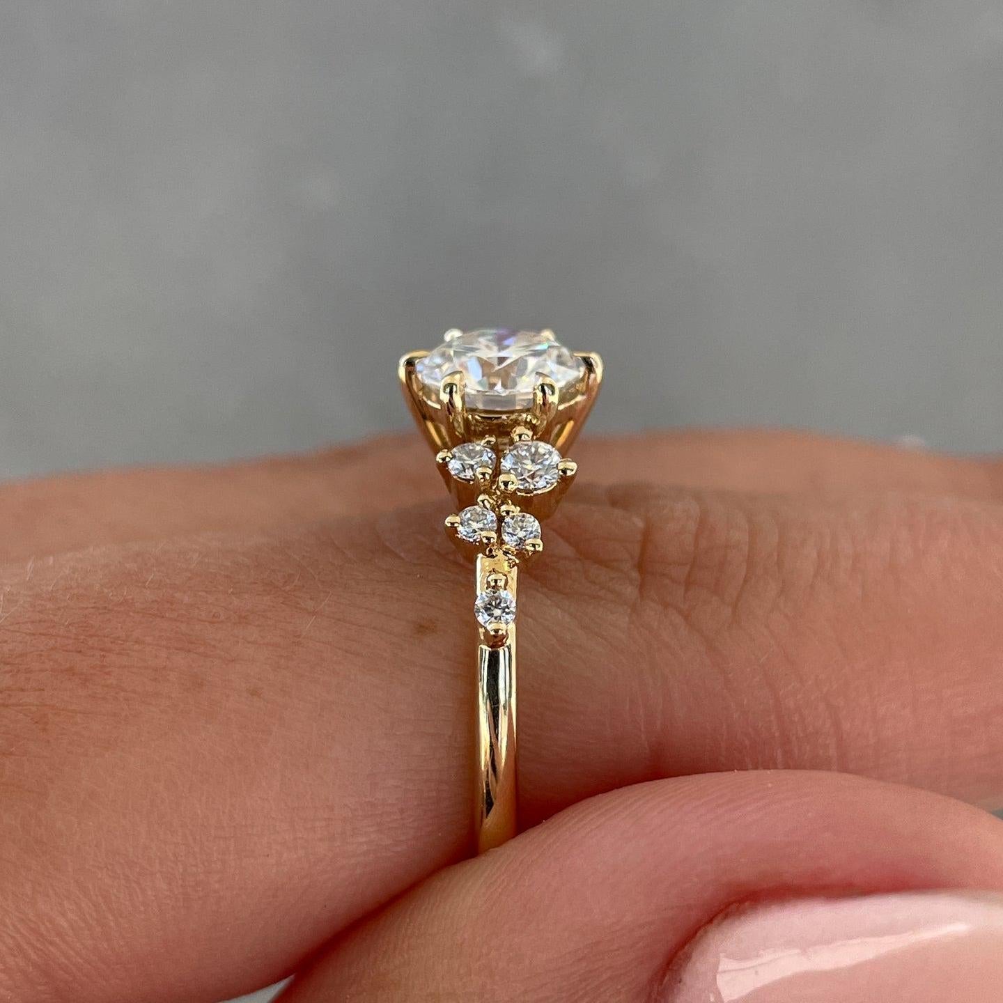 2.20tcw Round Lab Diamond Floral Engagement Ring | IGI Certified | 14k/18k Yellow Gold