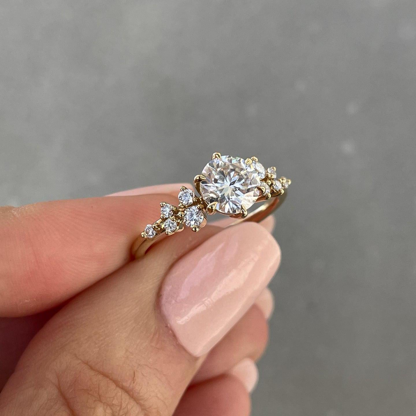 2.20tcw Round Lab Diamond Floral Engagement Ring | IGI Certified | 14k/18k Yellow Gold