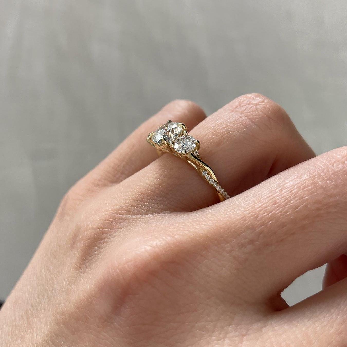 2.50tcw Round Lab Diamond Three Stone Twisted Band Ring | IGI Certified | D-E-F Color