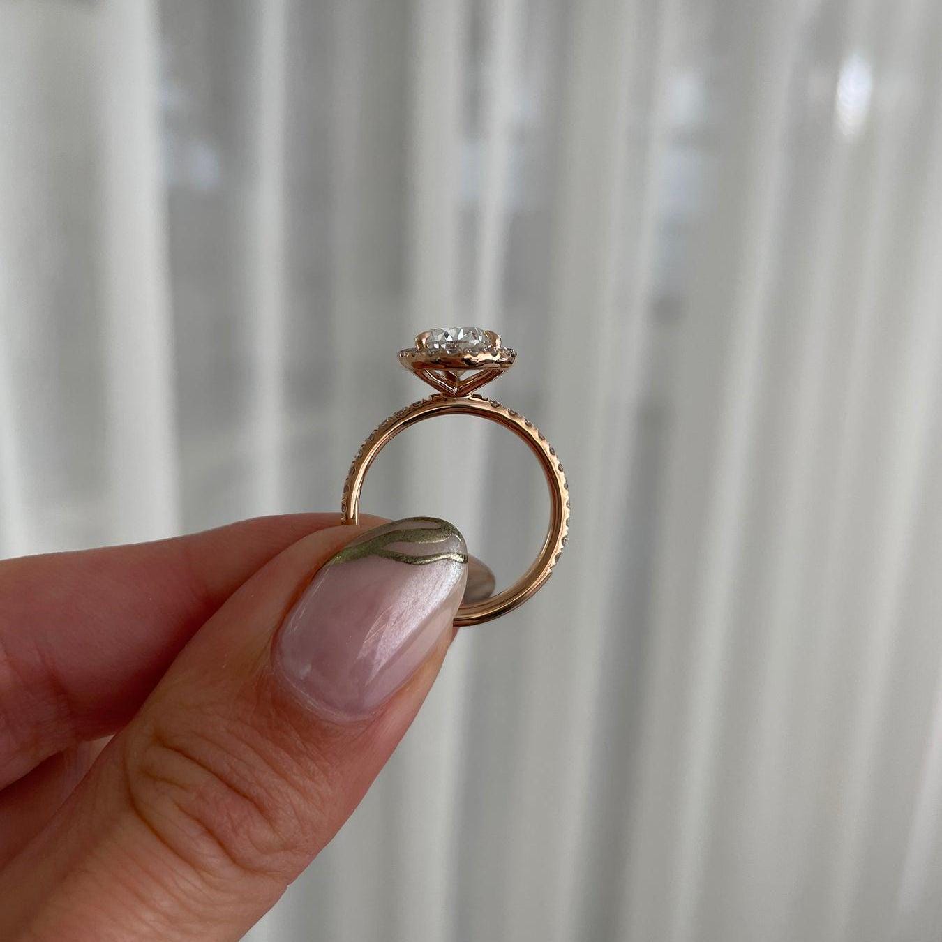 4.40tcw Pear Lab Grown Diamond Halo Pave Engagement Ring | IGI Certified | DEF Color | VVS–VS Clarity