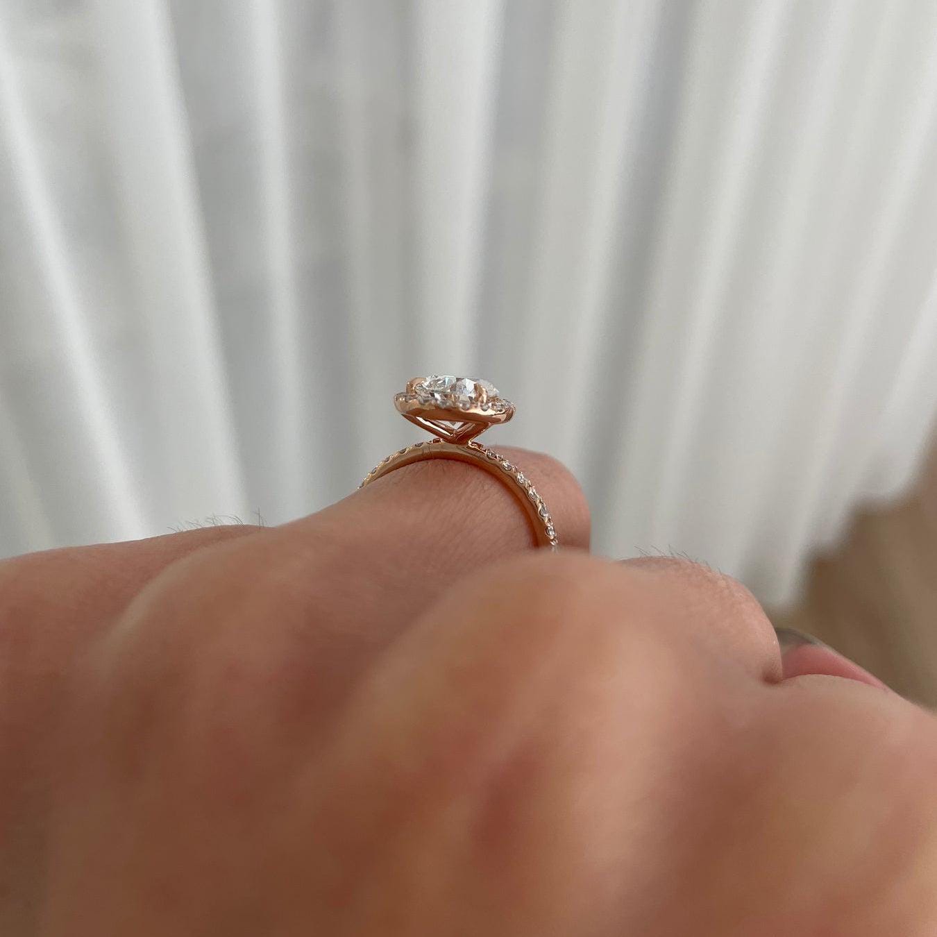 4.40tcw Pear Lab Grown Diamond Halo Pave Engagement Ring | IGI Certified | DEF Color | VVS–VS Clarity