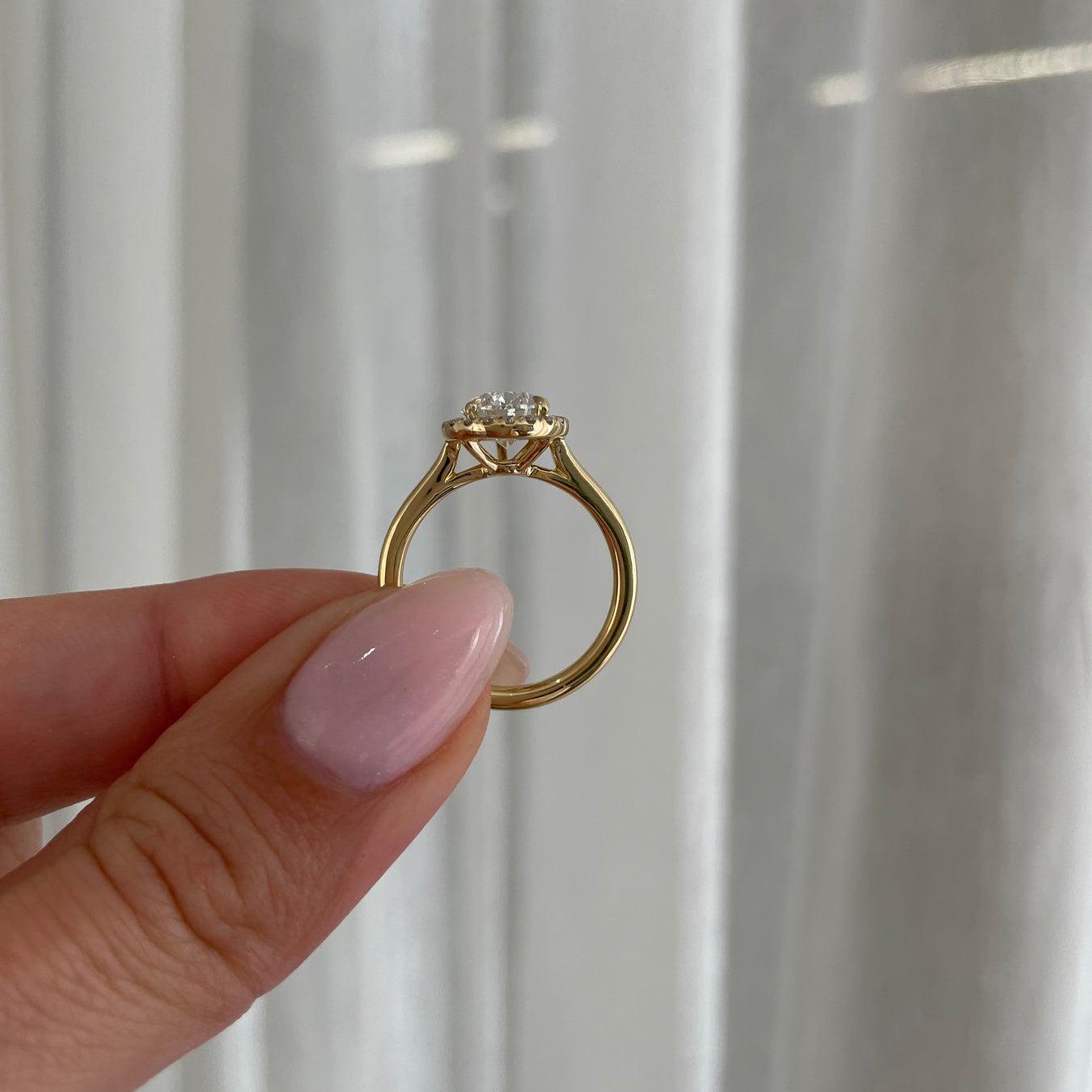 2.20tcw Pear Lab Grown Diamond Halo Engagement Ring | 2.00ct Center | IGI Certified | Yellow Gold